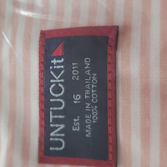 UNTUCKit Marsanne Peach Relax Fit Striped Long Sleeve Button Up Plus Sz 16 - Picture 12 of 13